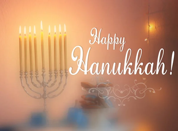 Minorca con candele per Hanukkah — Foto Stock