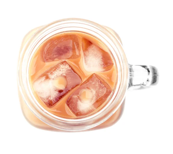 Jar iced koffie met melk — Stockfoto