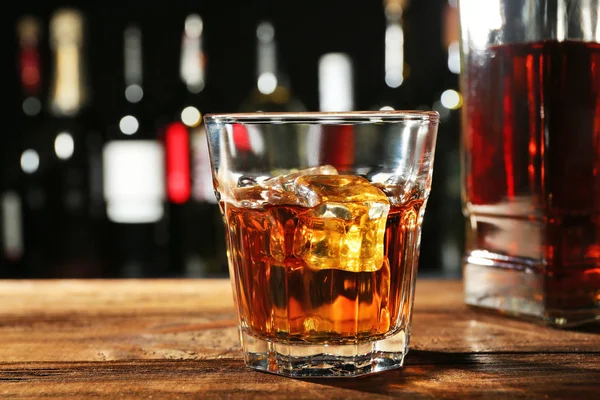 Glass of whisky on  bar — Stock Photo, Image