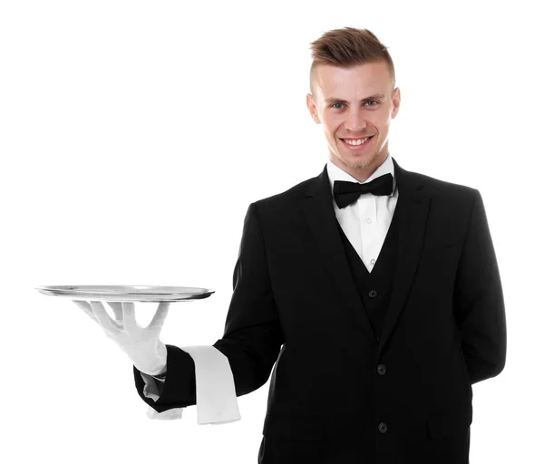 Красивый молодой официант — стоковое фото