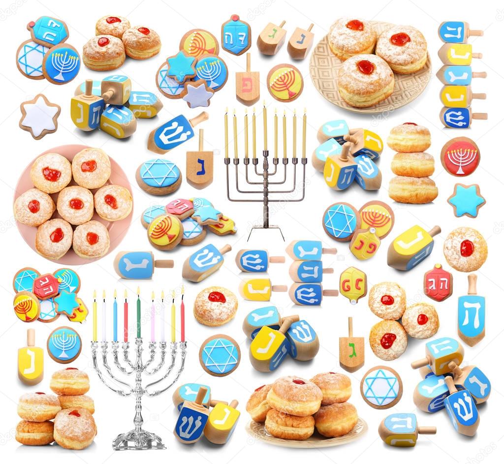Hanukkah collage on white 