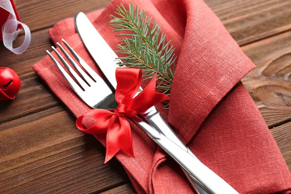 Ajuste de mesa para la cena de Navidad —  Fotos de Stock