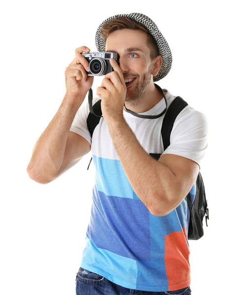 Junger Mann mit Kamera — Stockfoto