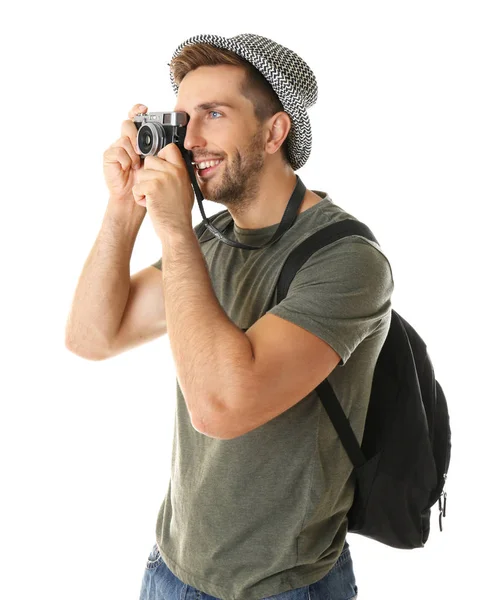 Giovane uomo con macchina fotografica — Foto Stock