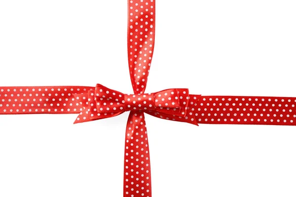 Beautiful red ribbon with bow — Stock Photo, Image