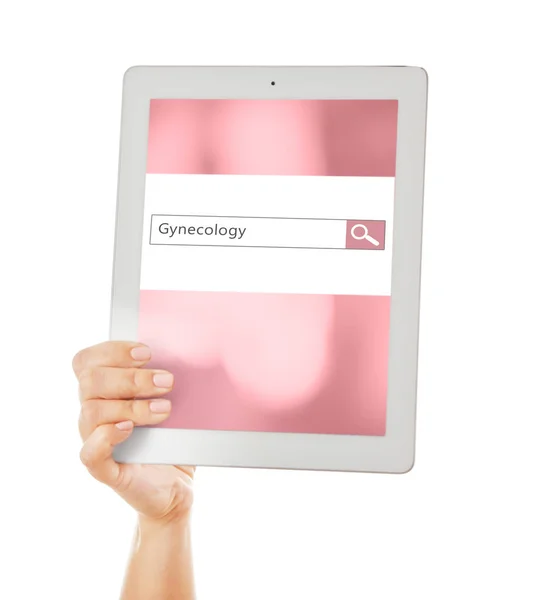 Hand holding tablet met woord gynaecologie — Stockfoto