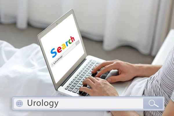 Man searching information with Word UROLOGY