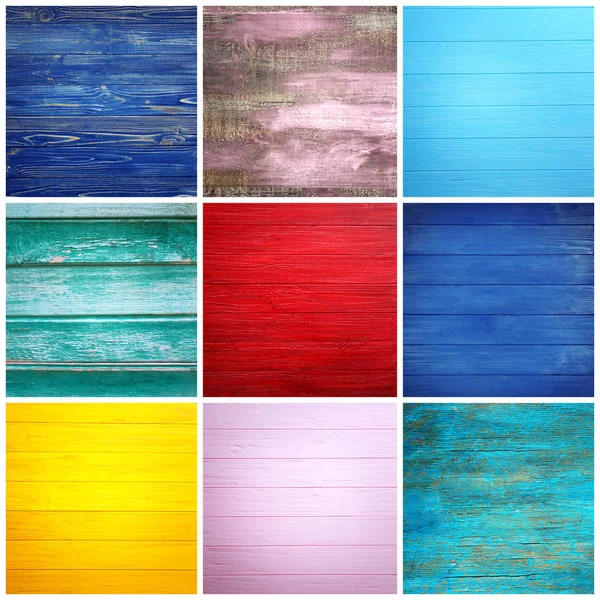 Collage van houten texturen — Stockfoto