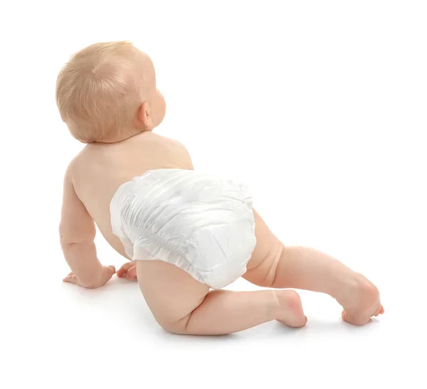 Bambino strisciando su sfondo bianco — Foto Stock