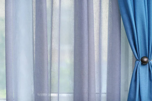 White and blue curtains — Stock Photo, Image