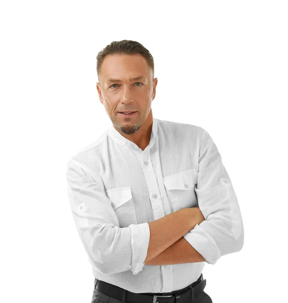 Hombre guapo sobre fondo blanco — Foto de Stock