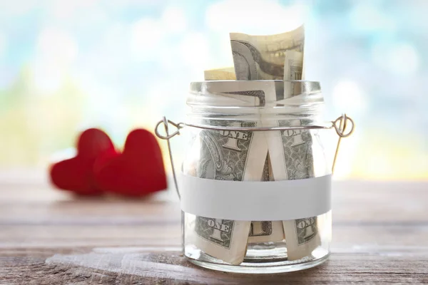 Glass jar with money — Stock Photo, Image