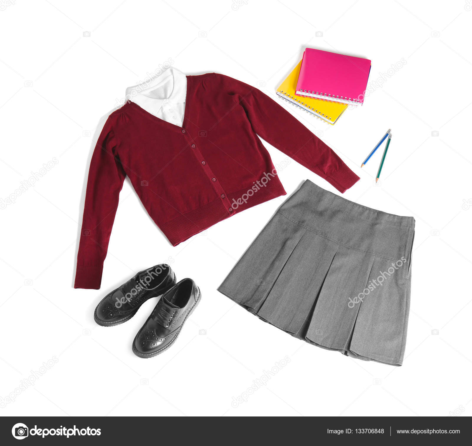 School uniform and stationery Stock Photo by ©belchonock 133706848