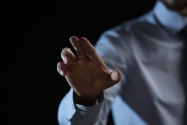 Businessman hand pointing
