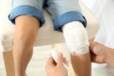 Woman wounding bandage clipart