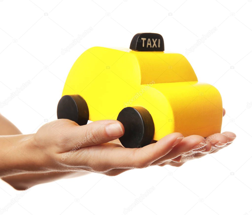 Yellow toy taxi 
