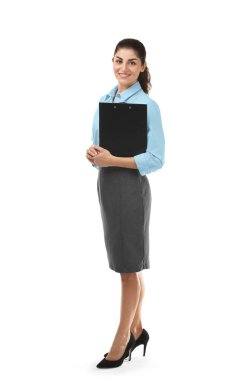 Pano ile genç iş kadını