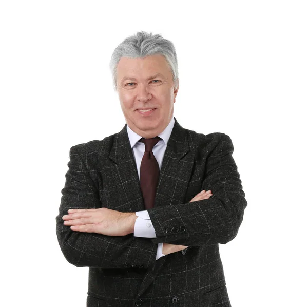 Senior businessman on white — Stock Photo, Image