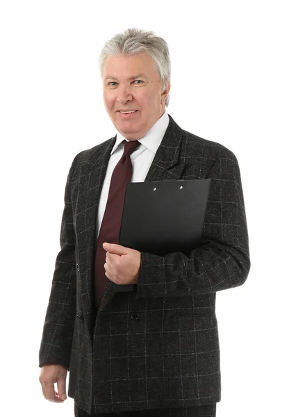 Senior businessman on white — Stock Photo, Image