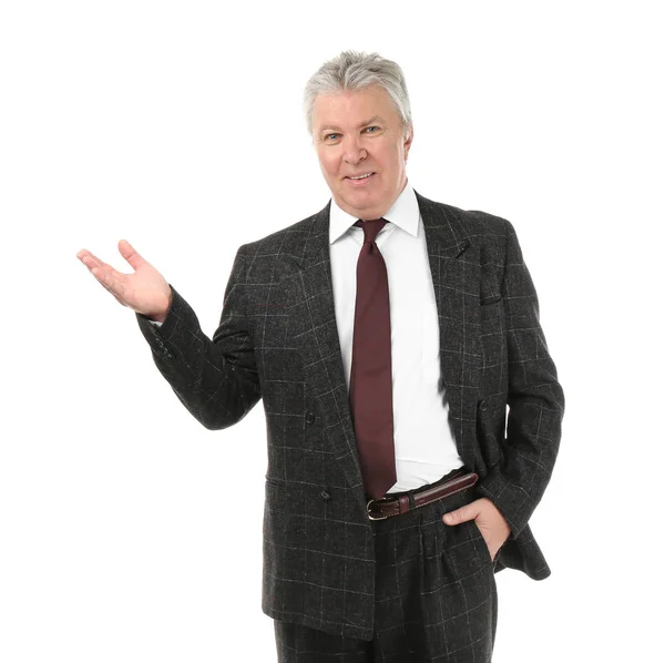 Senior businessman on white — Stock Photo, Image