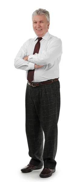 Senior businessman on white — Stock Photo, Image