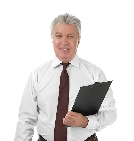 Senior businessman with clipboard — Stock Photo, Image