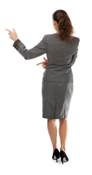 Young beautiful businesswoman standing back — Stock Photo, Image