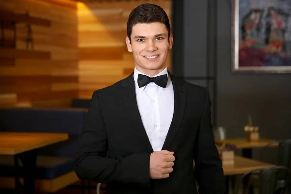 Handsome male waiter — Stock Photo, Image