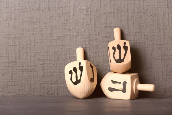 Wooden Dreidels for Hanukkah — Stock Photo, Image