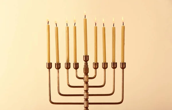 Yedi Kollu Şamdan mumlar için Hanukkah ile — Stok fotoğraf