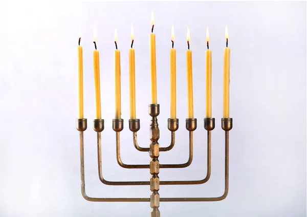 Menorah with candles for Hanukkah — Stock Photo, Image