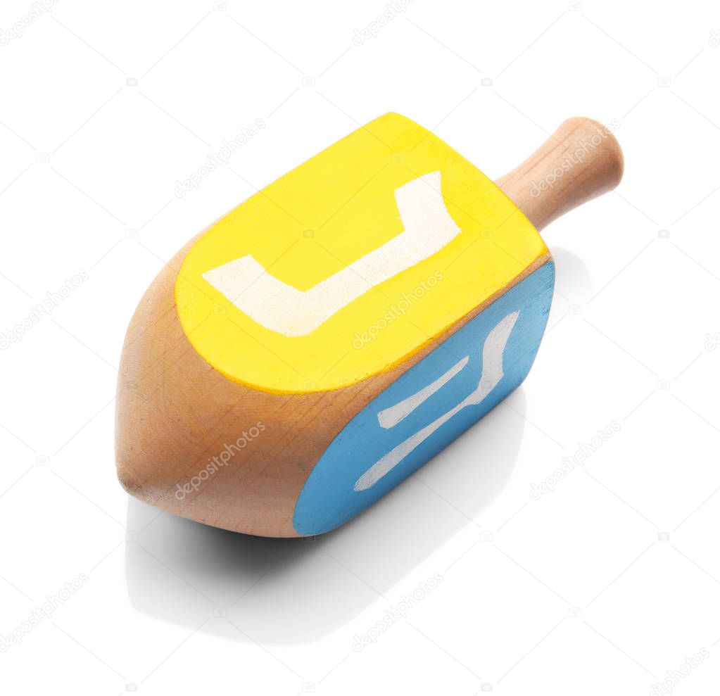 Wooden dreidel for Hanukkah