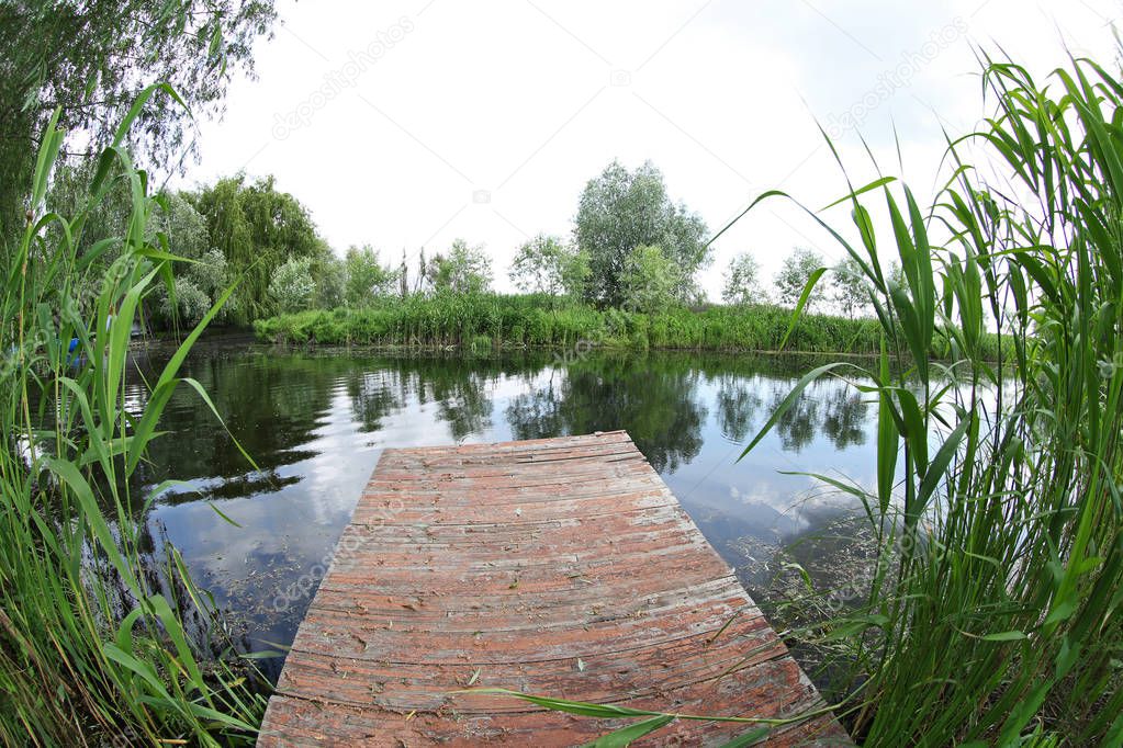 landscape with wooden pier