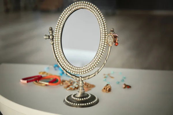 Antique silver mirror — Stock Photo, Image