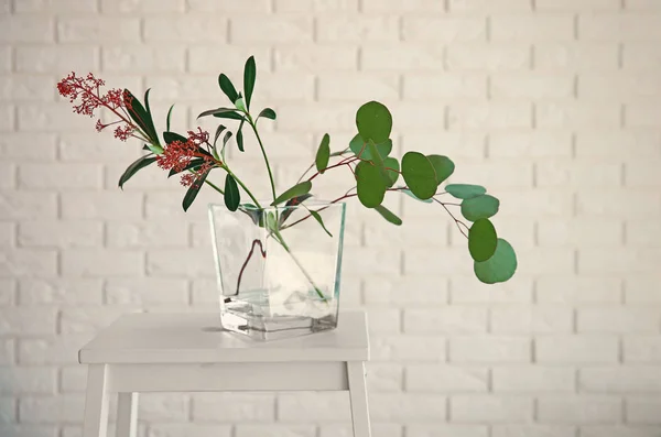 Kompozycja roślin w szklanym wazonie — Zdjęcie stockowe