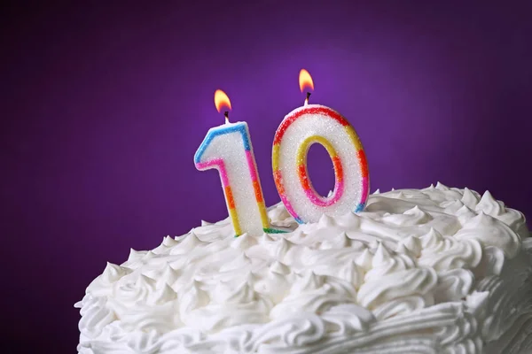 Birthday cake with candles — Stock Photo, Image