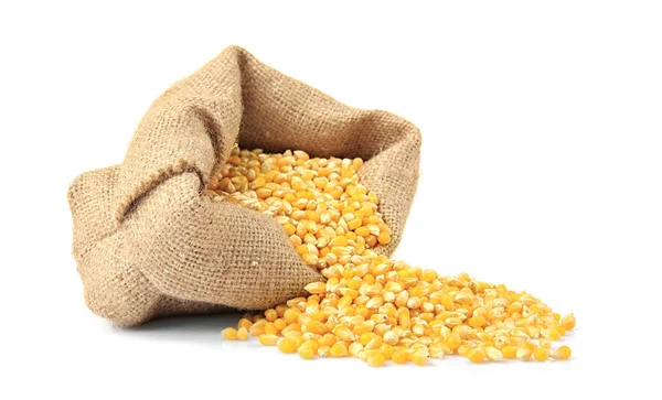 Bag with corn seeds — Stock Photo, Image