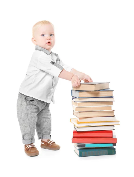 Jongetje met boeken — Stockfoto