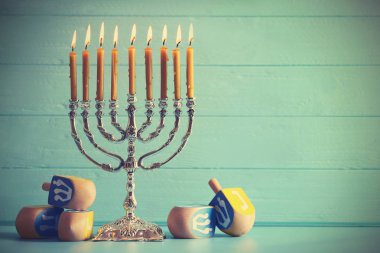 Menorah with candles for Hanukkah clipart