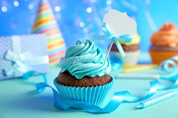 Birthday cupcake with space for text — Stock Photo, Image