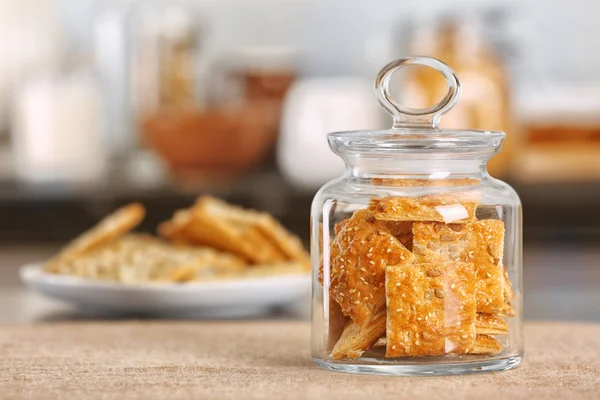 Cereal cookies in jar — Stock Photo, Image