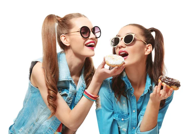 Women with tasty donuts — 스톡 사진