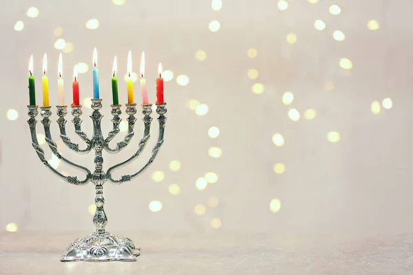 Minorca con candele per Hanukkah — Foto Stock