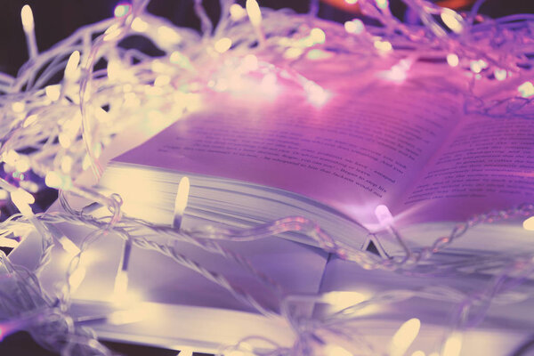 books and beautiful garland