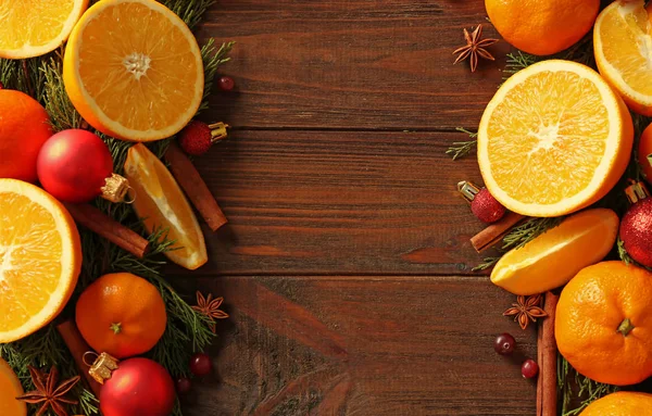Christmas frame with oranges — Stock Photo, Image