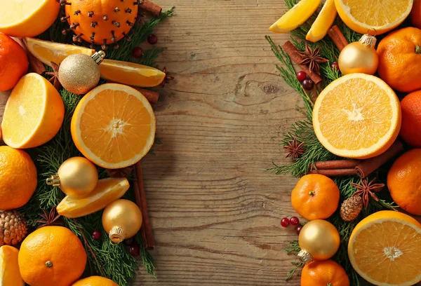 오렌지와 크리스마스 프레임 — 스톡 사진