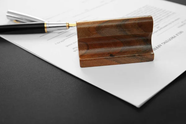 Stamp with document and pen — Stock Photo, Image