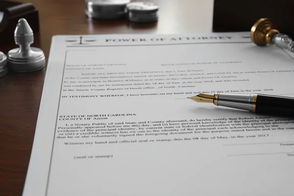 Pen with document and  stamp — Stock Photo, Image