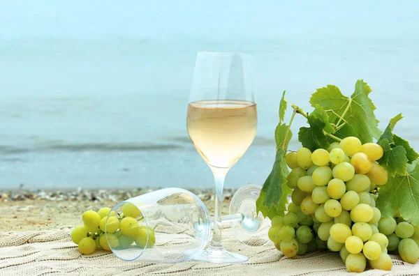 Вино и свежий виноград — стоковое фото