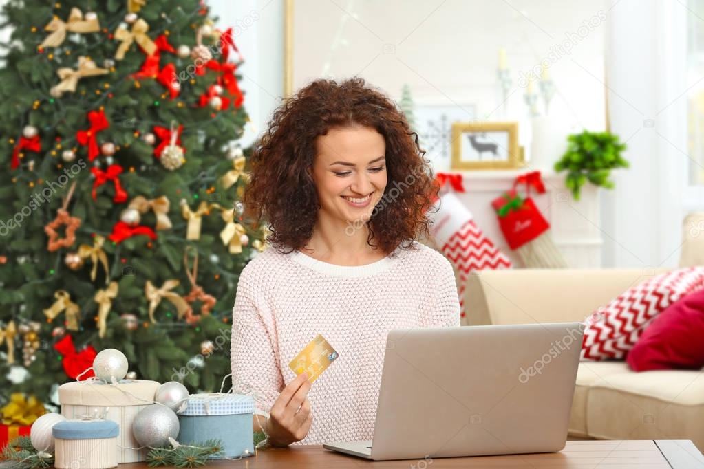 woman ordering Christmas gifts 